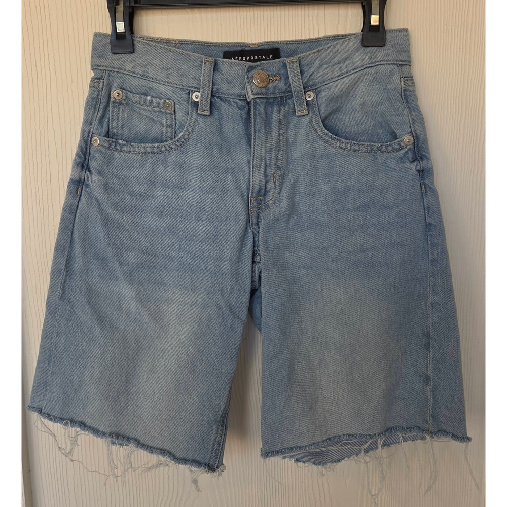 Aeropostale Baggy Jort Light Wash High Rise Denim Shorts Sz 000 Indie Streetwear